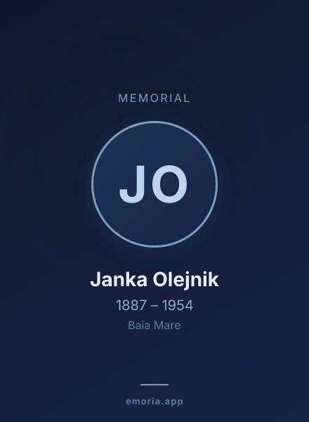 Memorial portrait of Janka Olejnik