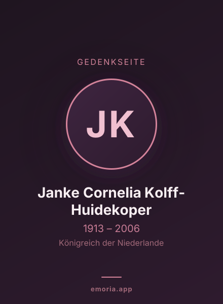 Gedenkportrait von Janke Cornelia Kolff-Huidekoper