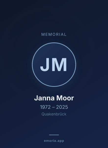 Memorial portrait of Janna Moor