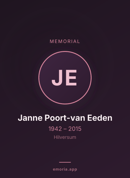 Memorial portrait of Janne Poort-van Eeden