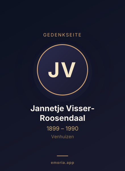 Gedenkportrait von Jannetje Visser-Roosendaal