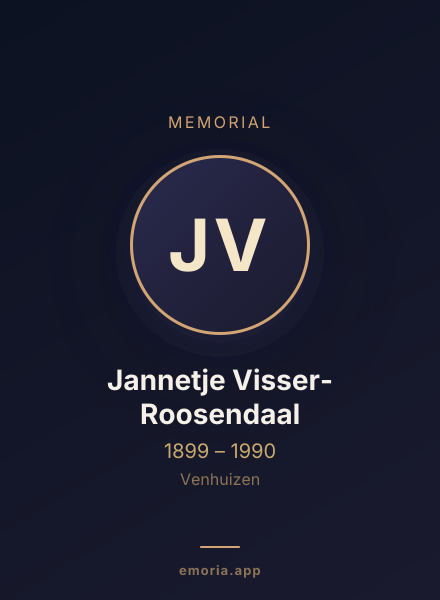 Memorial portrait of Jannetje Visser-Roosendaal