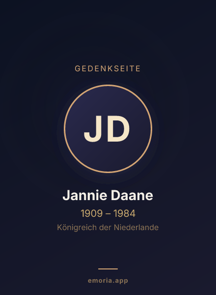 Gedenkportrait von Jannie Daane