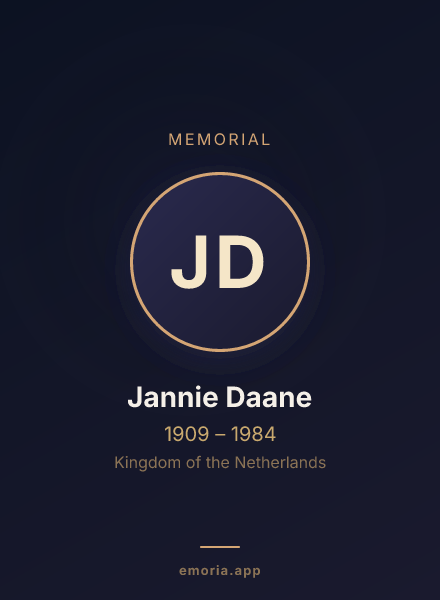 Memorial portrait of Jannie Daane