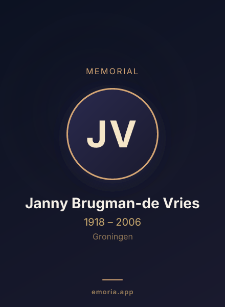 Memorial portrait of Janny Brugman-de Vries