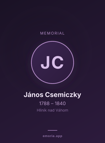 Memorial portrait of János Csemiczky