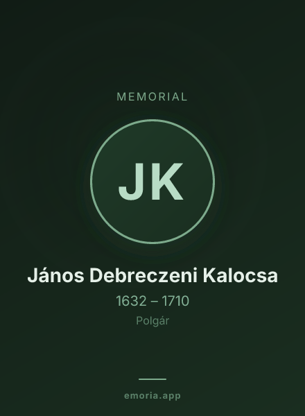 Memorial portrait of János Debreczeni Kalocsa