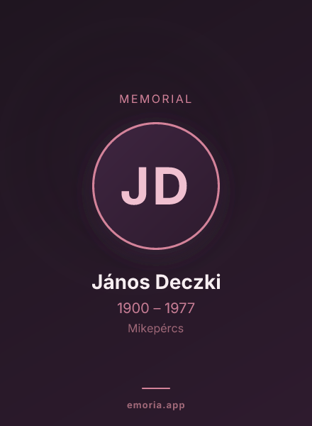 Memorial portrait of János Deczki