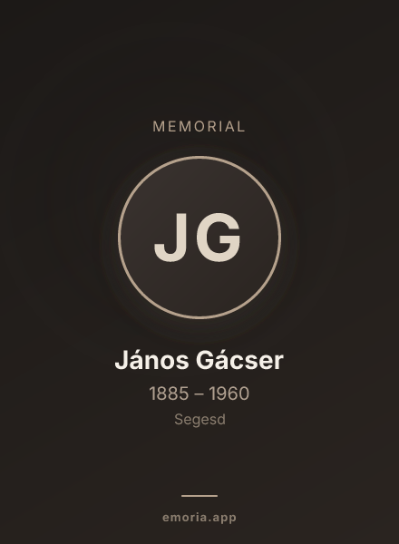 Memorial portrait of János Gácser