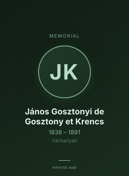 Memorial portrait of János Gosztonyi de Gosztony et Krencs