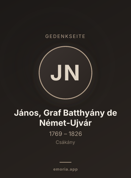 Gedenkportrait von János, Graf Batthyány de Német-Ujvár