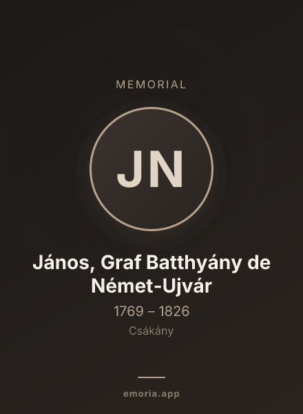 Memorial portrait of János, Graf Batthyány de Német-Ujvár