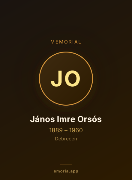 Memorial portrait of János Imre Orsós