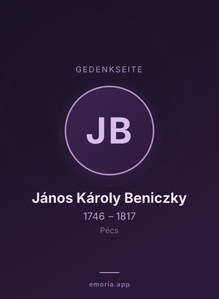 Gedenkportrait von János Károly Beniczky