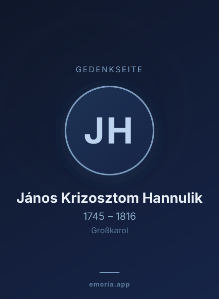 Gedenkportrait von János Krizosztom Hannulik