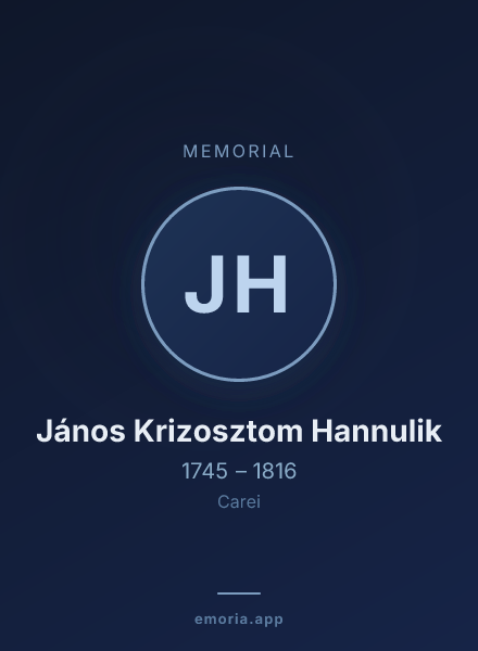 Memorial portrait of János Krizosztom Hannulik