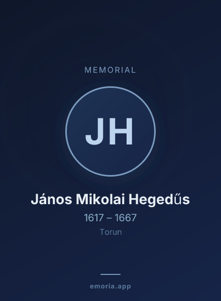 Memorial portrait of János Mikolai Hegedűs