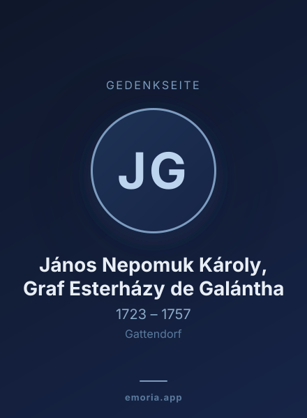 Gedenkportrait von János Nepomuk Károly, Graf Esterházy de Galántha