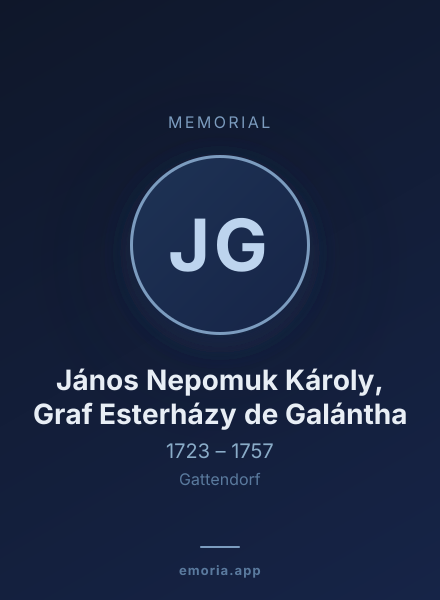 Memorial portrait of János Nepomuk Károly, Graf Esterházy de Galántha