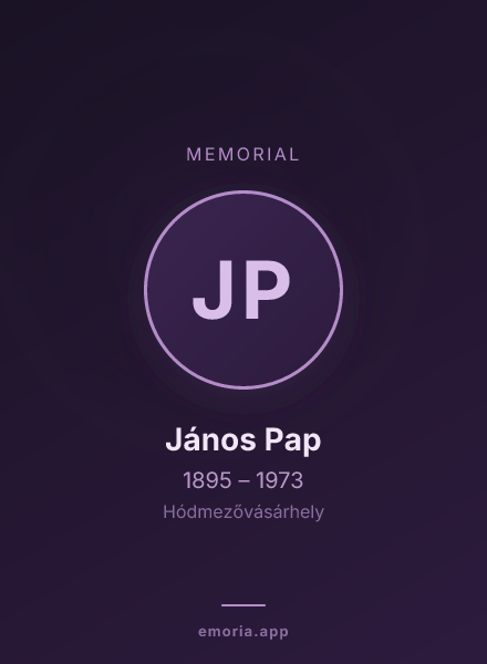 Memorial portrait of János Pap