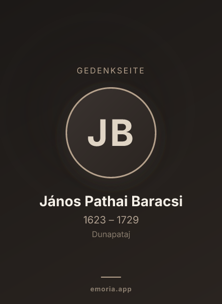 Gedenkportrait von János Pathai Baracsi