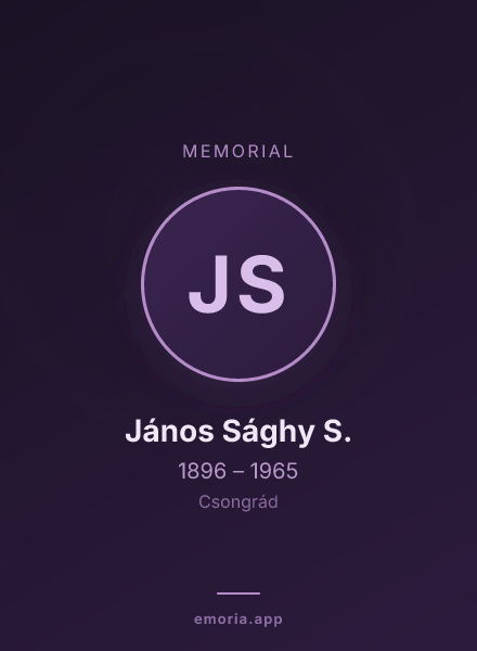 Memorial portrait of János Sághy S.