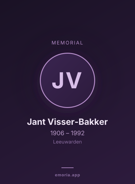 Memorial portrait of Jant Visser-Bakker