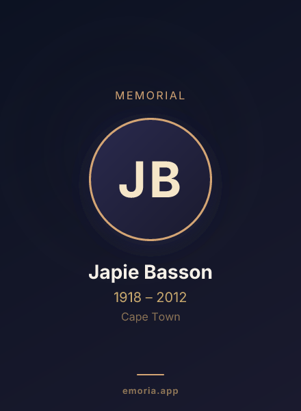 Memorial portrait of Japie Basson
