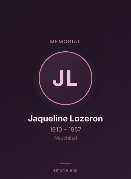 Memorial portrait of Jaqueline Lozeron