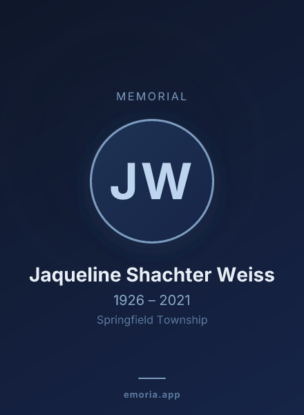 Memorial portrait of Jaqueline Shachter Weiss