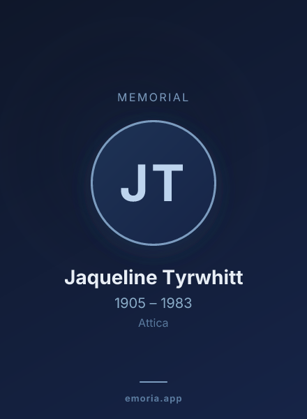 Memorial portrait of Jaqueline Tyrwhitt