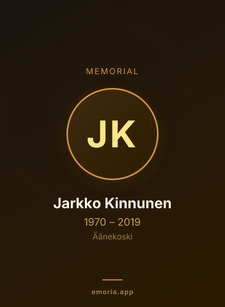 Memorial portrait of Jarkko Kinnunen