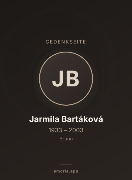 Gedenkportrait von Jarmila Bartáková