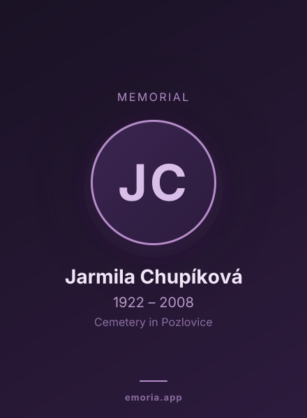 Memorial portrait of Jarmila Chupíková