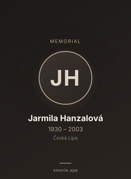 Memorial portrait of Jarmila Hanzalová