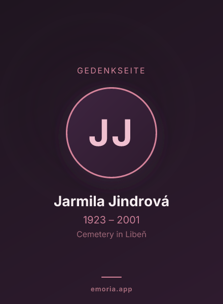 Gedenkportrait von Jarmila Jindrová