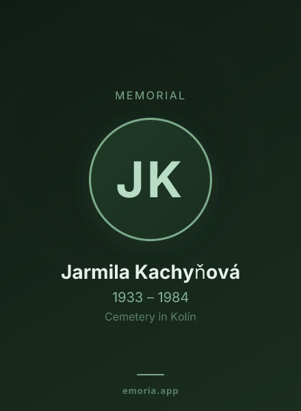 Memorial portrait of Jarmila Kachyňová