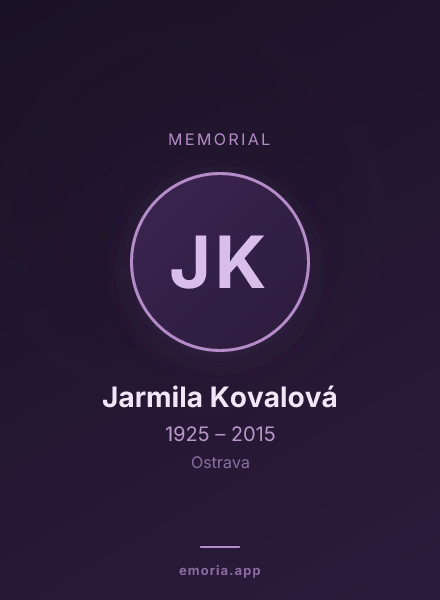 Memorial portrait of Jarmila Kovalová