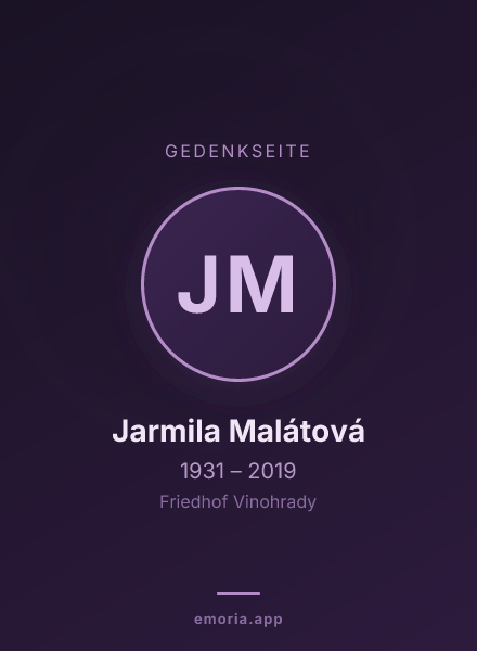 Gedenkportrait von Jarmila Malátová