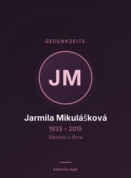 Gedenkportrait von Jarmila Mikulášková