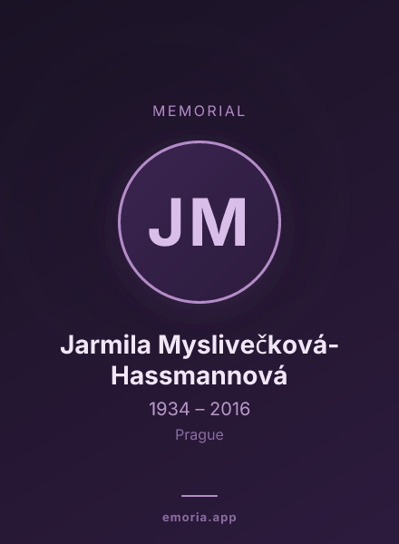 Memorial portrait of Jarmila Myslivečková-Hassmannová