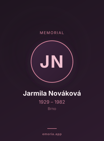 Memorial portrait of Jarmila Nováková