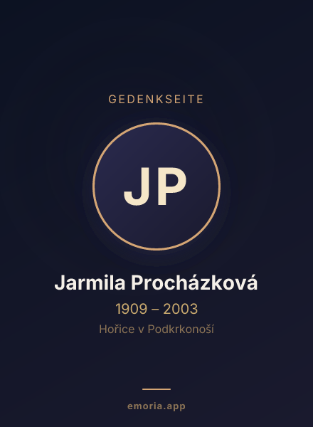 Gedenkportrait von Jarmila Procházková