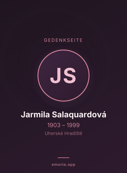 Gedenkportrait von Jarmila Salaquardová