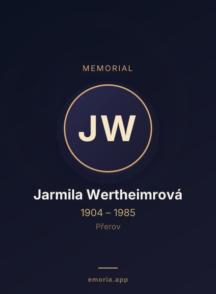 Memorial portrait of Jarmila Wertheimrová