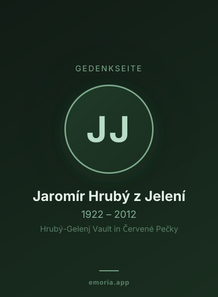 Gedenkportrait von Jaromír Hrubý z Jelení