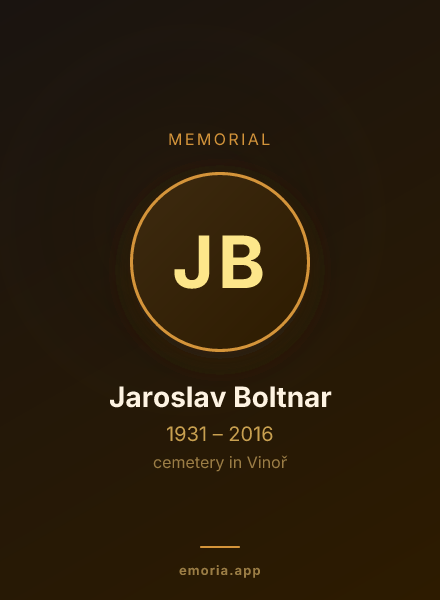 Memorial portrait of Jaroslav Boltnar