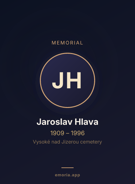 Memorial portrait of Jaroslav Hlava