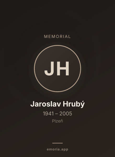 Memorial portrait of Jaroslav Hrubý