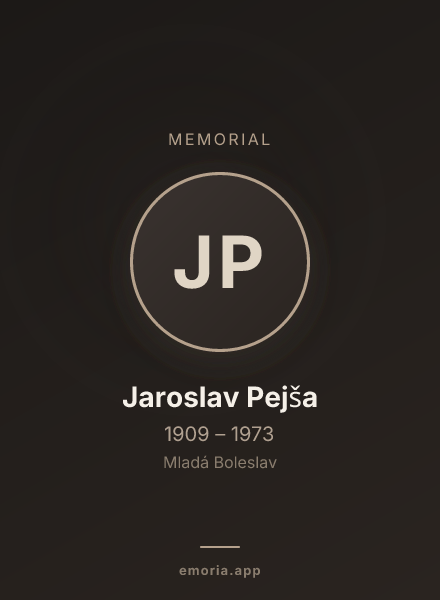 Memorial portrait of Jaroslav Pejša